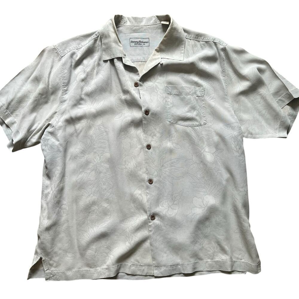 Tommy Bahama 100% Silk Hawaiian Shirt XL Floral Aloha Camp Button‎ Front Relaxed